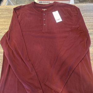Men's Vintage Long Sleeve Henley Shirt - Goodfellow & Co Maroon XL. NWT. T